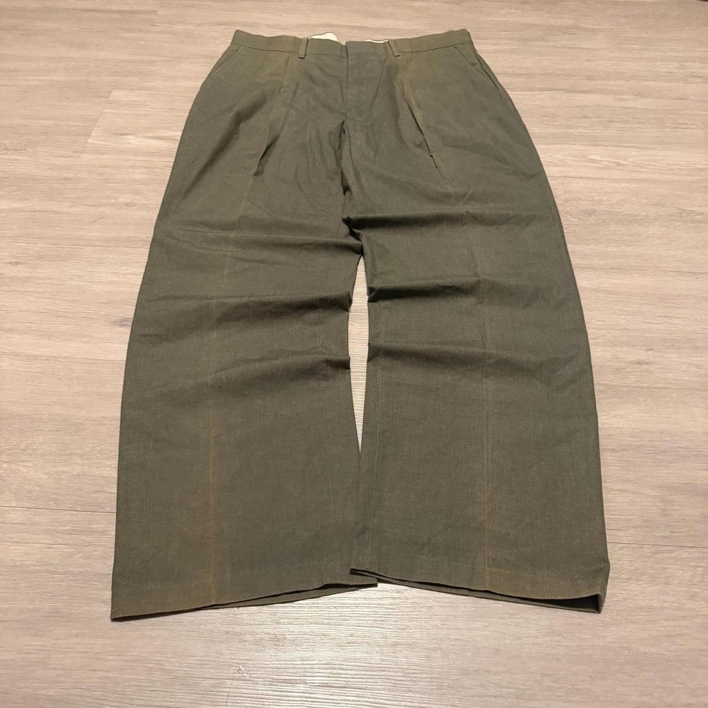 32x28 Green Pleated Straight Wide Leg Dress Pants Y2K